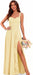 Women's Chiffon Bridesmaid Dresses Long Evening Formal Gown with Slit - Yellow