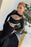 Black Mermaid Prom Gown with Sparkling Beadwork and Dramatic High Neckline