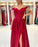 Off-Shoulder Burgundy Prom Dress With Slit