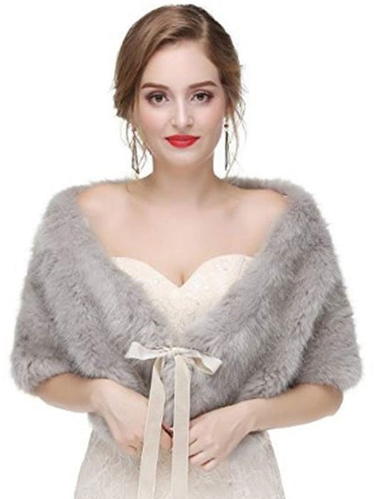 Faux Fur Wedding Shawl Shrug Bridal Wrap For Winter