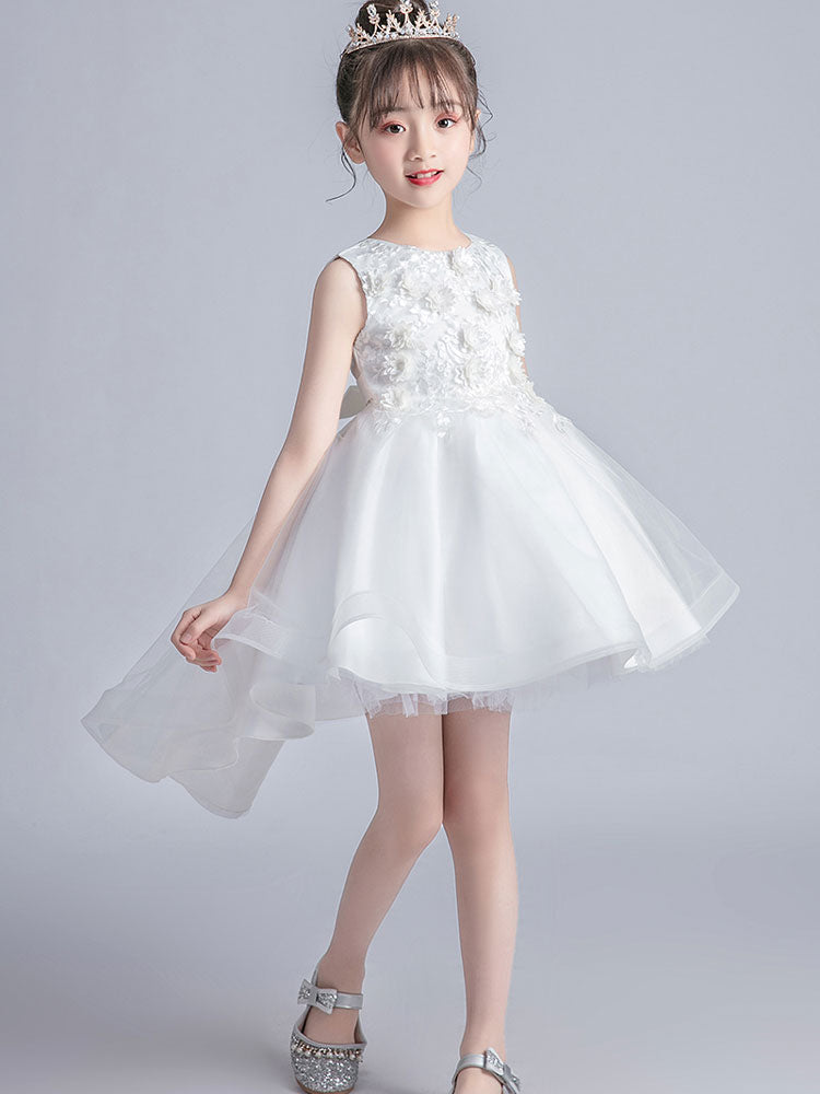 Flower Girl Dresses Jewel Neck Sleeveless Embroidered Kids Party Dresses