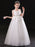 White Flower Girl Dresses Jewel Neck Sleeveless Floor-Length Tulle Princess Dress Pleated Kids Party Dresses