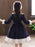 Flower Girl Dresses Navy Blue Designed Neckline Tulle Long Sleeves Knee-Length A-Line Bows Kids Party Dresses