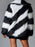 Faux Fur Coats For Women Black Turndown Collar Long Sleeves Two Tone Stretch Winter Coat
