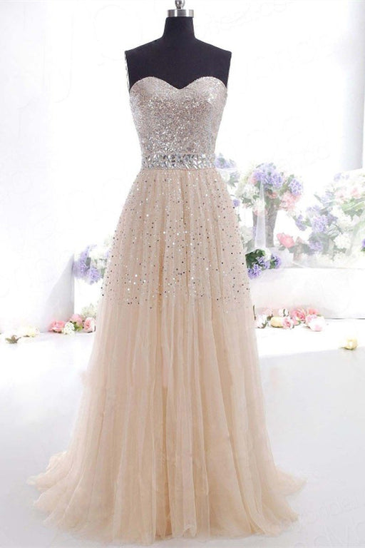 Long Sweetheart Sequins Prom Dress
