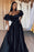 Elegant Black Mermaid Long Prom Dress with Strapless Bubble Sleeves