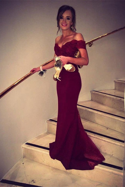 Ravishing Red Off-the-Shoulder Mermaid Prom Gown