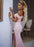 Blush Pink Sparkling Mermaid Gown with Dazzling Sequins and Thigh-High Slit