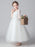 White Flower Girl Dresses Jewel Neck Tulle 3/4 Length Sleeves Ankle-Length Princess Dress Cut Out Formal Kids Pageant Dresses