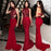 Chic Burgundy Lace Mermaid Prom Gown with High Neckline