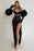 Elegant Black Prom Dress with Statement Bubble Sleeves and Daring High Slit