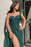 Emerald Sweetheart Mermaid Split One Shoulder Prom Dress With Sequins
