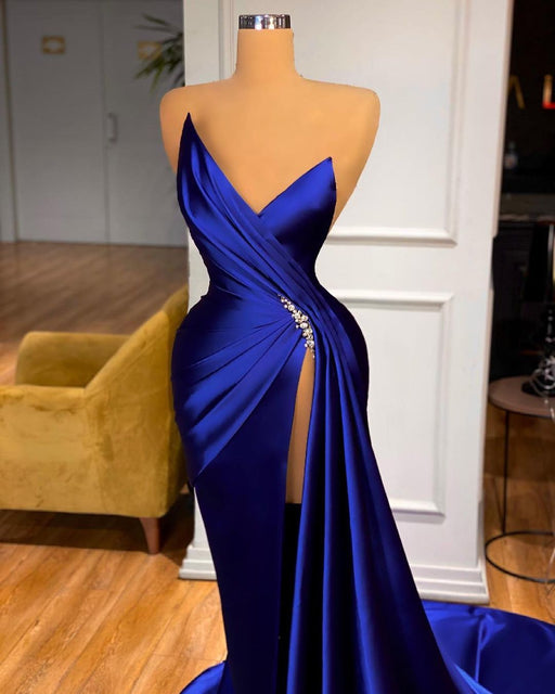 Royal Blue Sweetheart Prom Dress With Split

Rewritten Title: Elegant Royal Blue Sweetheart Prom Dress With Split