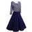 A| Bridelily Black Dot Round Neck Street Lace Dress - Navy Blue / S - lace dresses