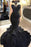 A| Bridelily Black Mermaid Beads Prom Dresses Appliques Evening Dresses - Prom Dresses
