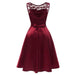 A| Bridelily Burgundy Knee-Length Womens Lace Dress - lace dresses