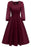 A| Bridelily Burgundy A-line Half Sleeve Lace Dress - Wine Red / S - lace dresses