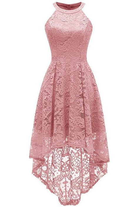 A| Bridelily Casual 1950s High Low Lace Dresses - S / Pink - lace dresses