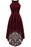 A| Bridelily Casual 1950s High Low Lace Dresses - S / Burgundy - lace dresses