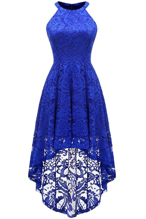 A| Bridelily Casual 1950s High Low Lace Dresses - S / Royal Blue - lace dresses