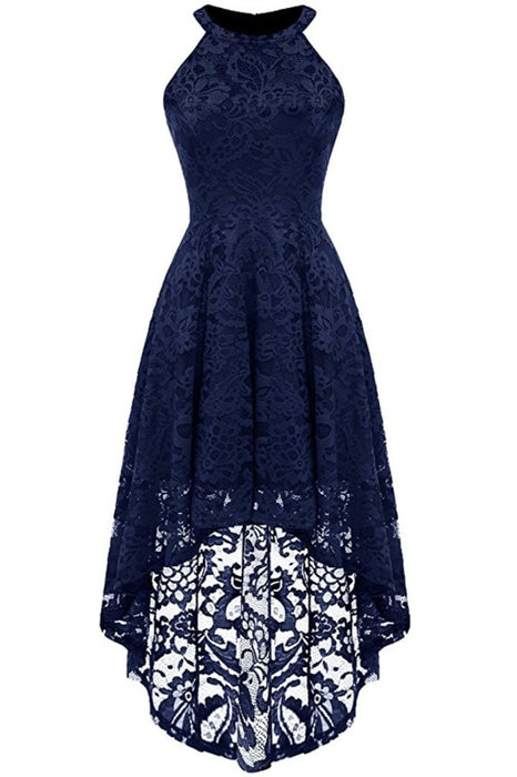 A| Bridelily Casual 1950s High Low Lace Dresses - S / Navy Blue - lace dresses