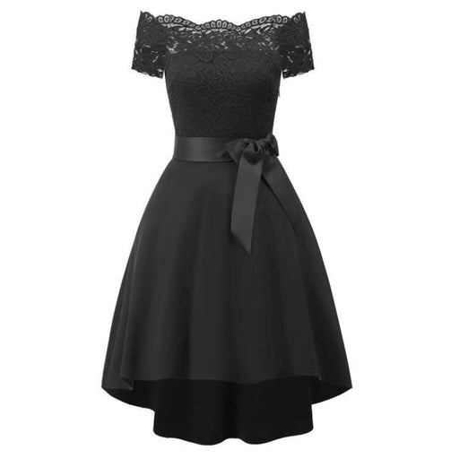 A| Bridelily Cocktail Dresses Simple A-Line lace Elegant Summer Lace Dress - Black / S - lace dresses
