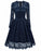 A| Bridelily Gray Long Sleeve V-Neck Homecoming Lace Dress - Navy Blue / S - lace dresses