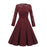 A| Bridelily Navy Blue Long Sleeve Round Neck Lace Dress - Wine Red / S - lace dresses