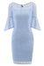 A| Bridelily New Sky Blue Half Sleeve Lace Dress - Water Blue / S - lace dresses