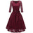 A| Bridelily New Solid Lace Round Neck Street Dress - Burgundy / S - lace dresses