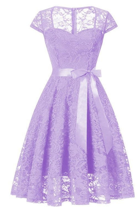 A| Bridelily New Solid Lace U-Neckline Dresses - lace dresses