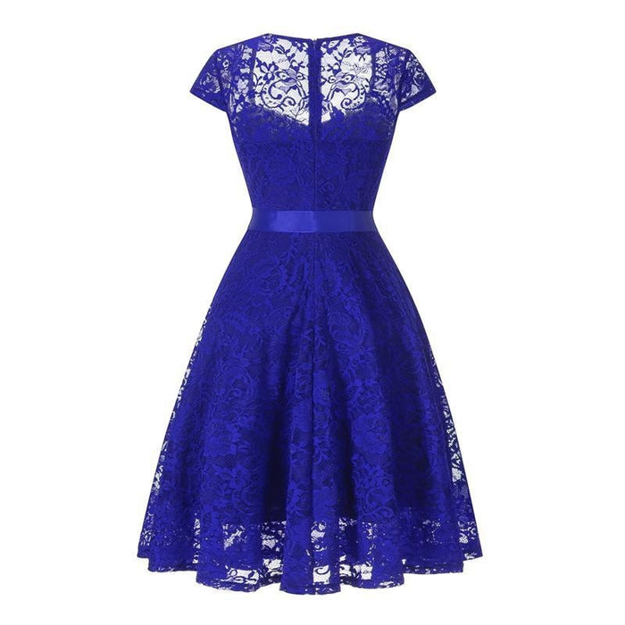 A| Bridelily New Solid Lace U-Neckline Dresses - lace dresses