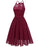 A| Bridelily Pink Patchwork Condole Belt Lace Cut Out Round Neck Sweet Lace Dress - Wine Red / S - lace dresses