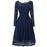 A| Bridelily Plus Size Floral Slash Hals Guipure-Spitze A-Linie Midi-Kleid - Navy Blue / M - lace dresses