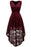 A| Bridelily Simple Cocktail Dresses Lace Short Front Long Back Dresses - S / Burgundy - lace dresses