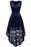 A| Bridelily Simple Cocktail Dresses Lace Short Front Long Back Dresses - S / Navy Blue - lace dresses