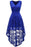 A| Bridelily Simple Cocktail Dresses Lace Short Front Long Back Dresses - S / Royal Blue - lace dresses
