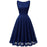 A| Bridelily V-Back Formal Cocktail Party Dress - S / Navy Blue - lace dresses