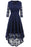 A| Bridelily Women 1950s Street Deep V Neck High-low Hem Lace Cocktail Party Dress - S / Blue - lace dresses