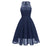 A| Bridelily Women Round Neck Chiffon Lace Dress - Blue / S - lace dresses