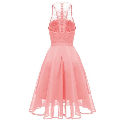 A| Bridelily Women Round Neck Chiffon Lace Dress - lace dresses