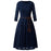 A| Bridelily Womens 3/4 Sleeve Flare Floral Lace Swing Party Bridesmaid Dress - S / Navy Blue - lace dresses