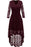 A| Bridelily Womens Bridesmaid Dress Hi-Lo Floral Lace Cocktail Party Swing Dress - S / Wine Red - lace dresses