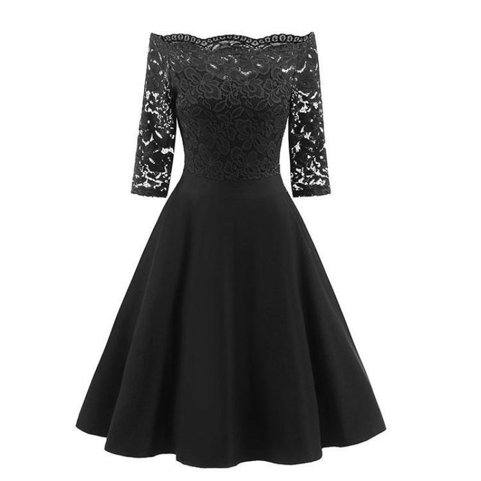 A| Bridelily Womens Lace Cocktail Evening Party Dress - Black / S - lace dresses