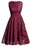 A| Chicoth Women Street Ruffles Belt Floral Lace Bridesmaid Chiffon Dress - S / Burgundy - lace dresses