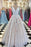 A Line Applique Tulle Prom Long V Neck Sleeveless Party Dress with Beading - Prom Dresses