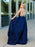 A Line Backless Navy Blue Satin Long Prom Dresses, Backless Navy Blue Formal Graduation Evening Dresses 