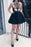 A-Line Bateau Appliques Sleeveless Short Homecoming Dress Mini Black Dresses - Prom Dresses