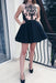 A-Line Bateau Appliques Sleeveless Short Homecoming Dress Mini Black Dresses - Prom Dresses