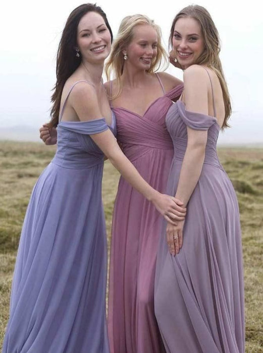 A-Line Cold Shoulder Sage Chiffon Bridesmaid Dress - Bridesmaid Dresses